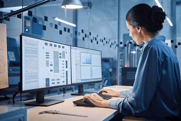 Woman on work computer