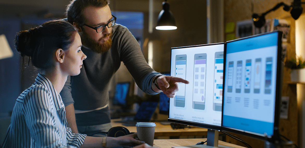 Woman getting design feedback