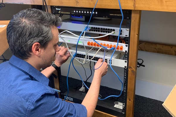 Person fixing a computer