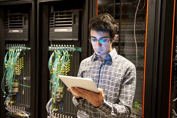 Person in a server room