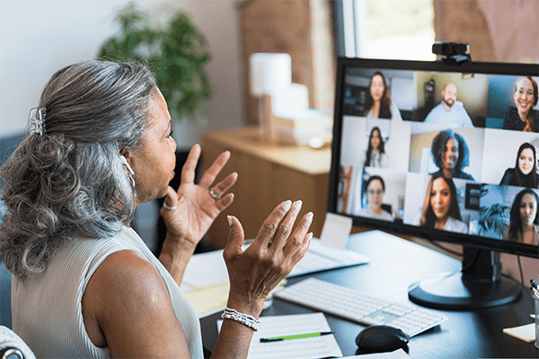Woman on video call