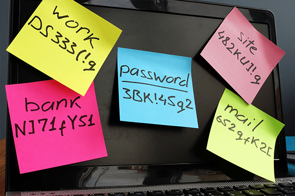 Passwords on sticky notes