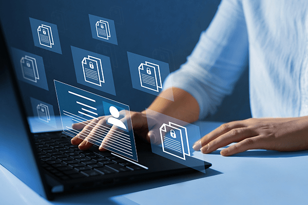 Person looking at files on computer