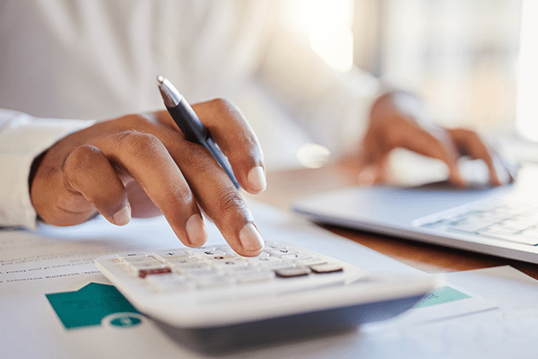 Person using a calculator