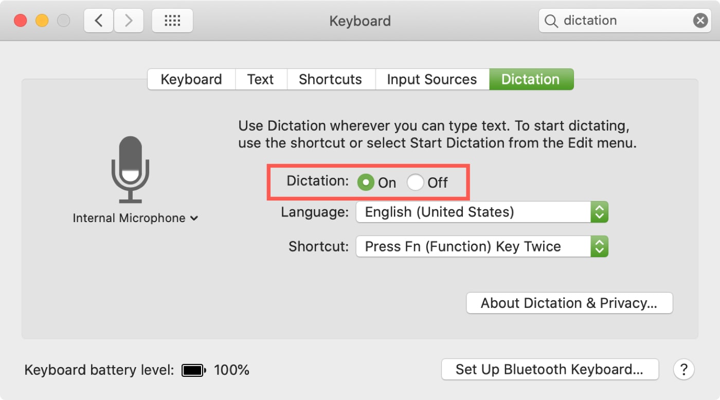 Dictation on