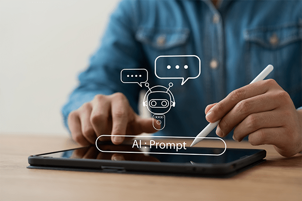 Person using AI on tablet