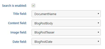 search field configuration window