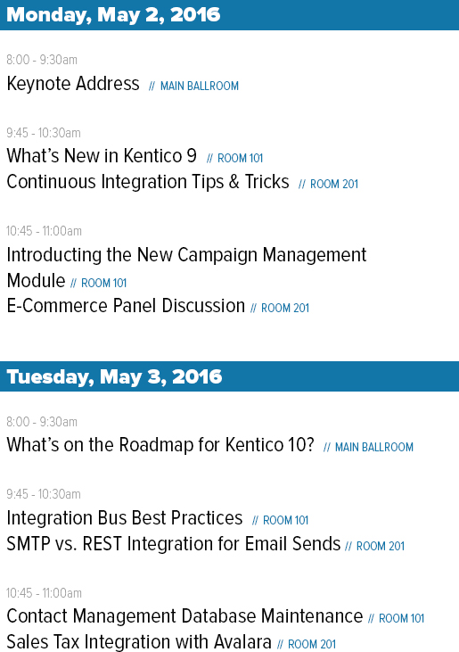 event schedule example front-end