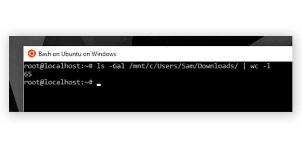 number of files in directory command