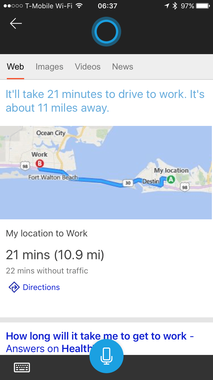 microsoft cortana app for iPhone