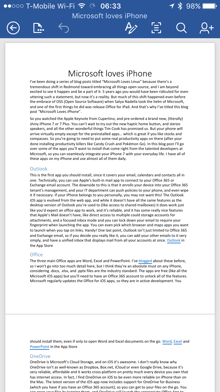 microsoft office app for iPhone