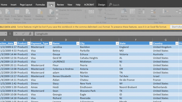 separating data into two columns