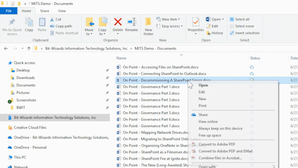 synced SharePoint library