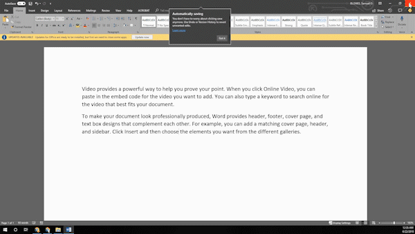 auto saving versions of documents in SharePoint online