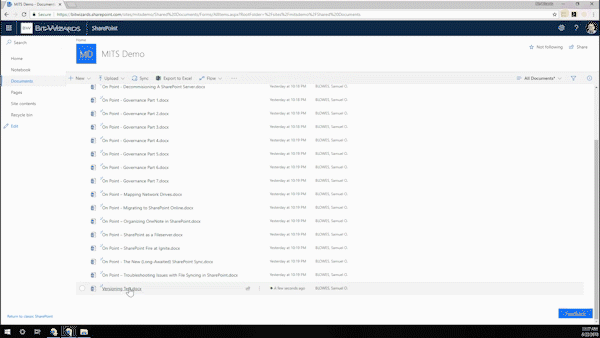 versioning in SharePoint online