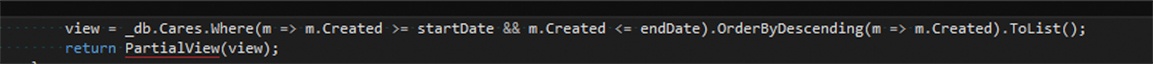 Materializing a list of Cares from the database