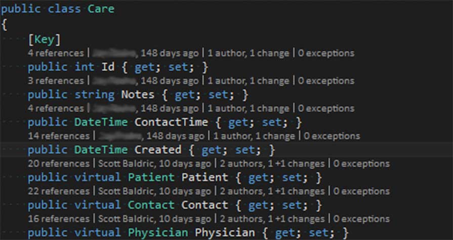 Care class has a number of Virtual properties which have NOT been materialized in Figure 2.