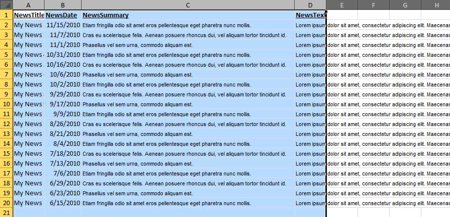 export excel 2010 to xml