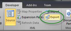 export excel 2010 to xml